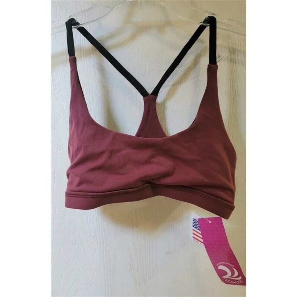 NWT Kos USA L T Back Dance Yoga Low-Impact Sports Bra Burgundy 119342